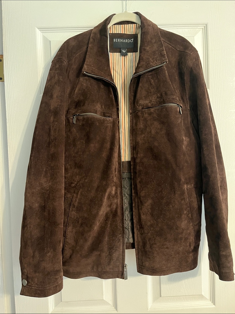 Bernardo Men's Dark Brown Suede Zip Shirt Jacket